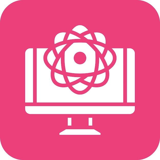 Ilustración del icono vectorial de computación cuántica del conjunto de iconos de computadora y hardware