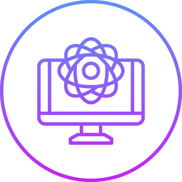 Ilustración del icono vectorial de computación cuántica del conjunto de iconos de computadora y hardware