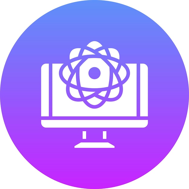 Ilustración del icono vectorial de computación cuántica del conjunto de iconos de computadora y hardware