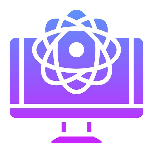 Ilustración del icono vectorial de computación cuántica del conjunto de iconos de computadora y hardware