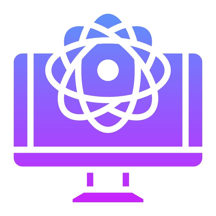 Vector ilustración del icono vectorial de computación cuántica del conjunto de iconos de computadora y hardware