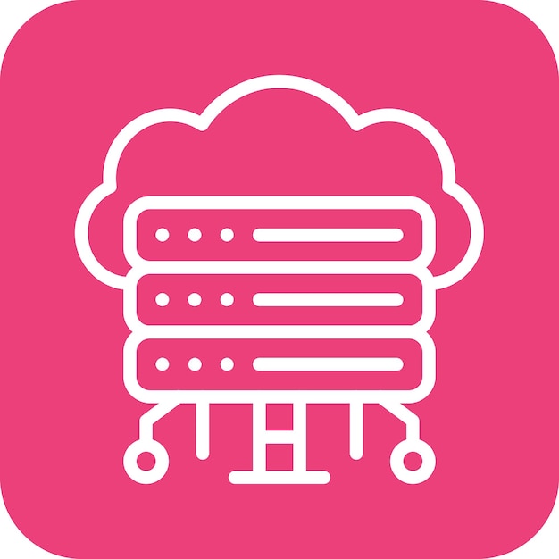 Ilustración del icono vectorial de computación en la nube del conjunto de iconos de alojamiento web
