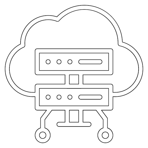 Ilustración del icono vectorial de computación en la nube del conjunto de iconos de codificación y desarrollo