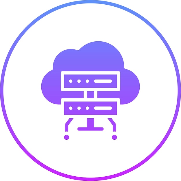 Ilustración del icono vectorial de computación en la nube del conjunto de iconos de codificación y desarrollo