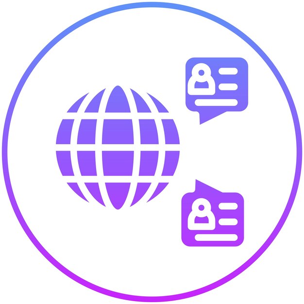 Ilustración del icono vectorial de comunicación global de Seo y el conjunto de iconos web
