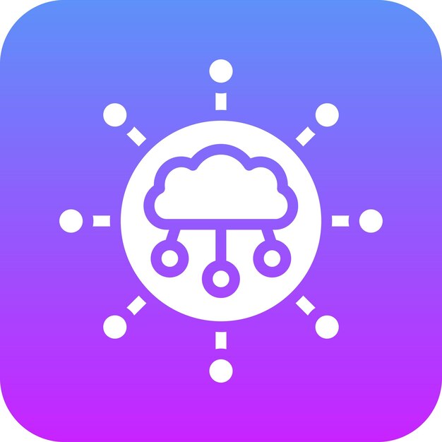 Ilustración del icono vectorial de conexión a la nube del conjunto de iconos de alojamiento web