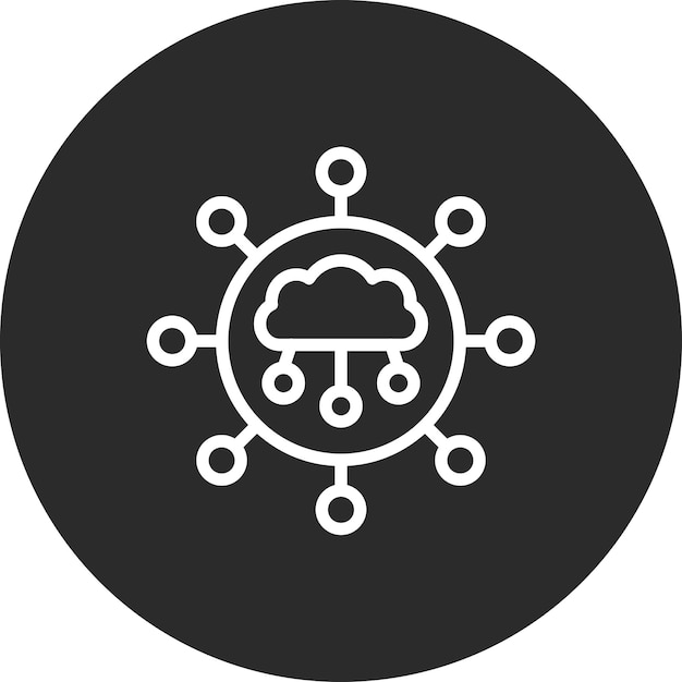Ilustración del icono vectorial de conexión a la nube del conjunto de iconos de alojamiento web