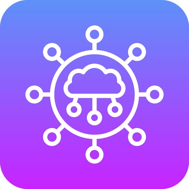 Ilustración del icono vectorial de conexión a la nube del conjunto de iconos de alojamiento web