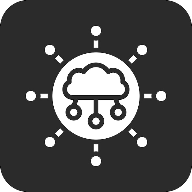Ilustración del icono vectorial de conexión a la nube del conjunto de iconos de alojamiento web