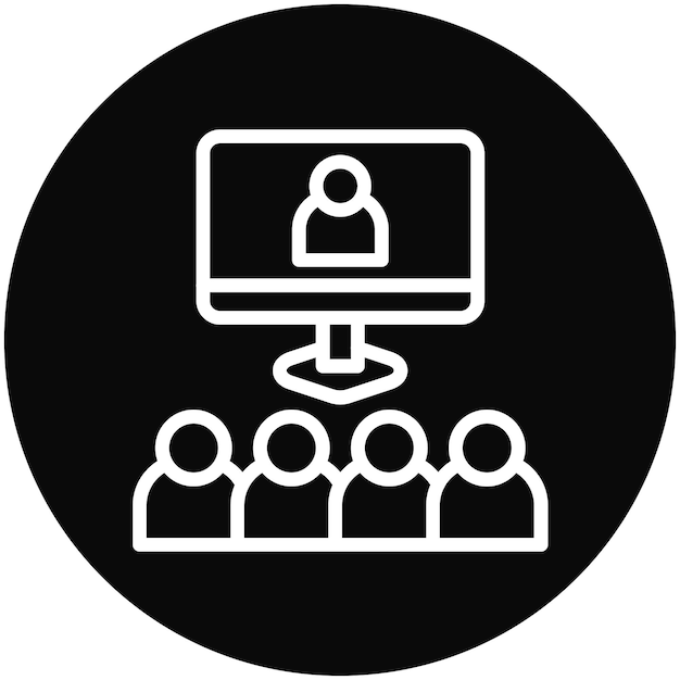 Ilustración del icono vectorial de la conferencia de vídeo del conjunto de iconos de capacitación empresarial