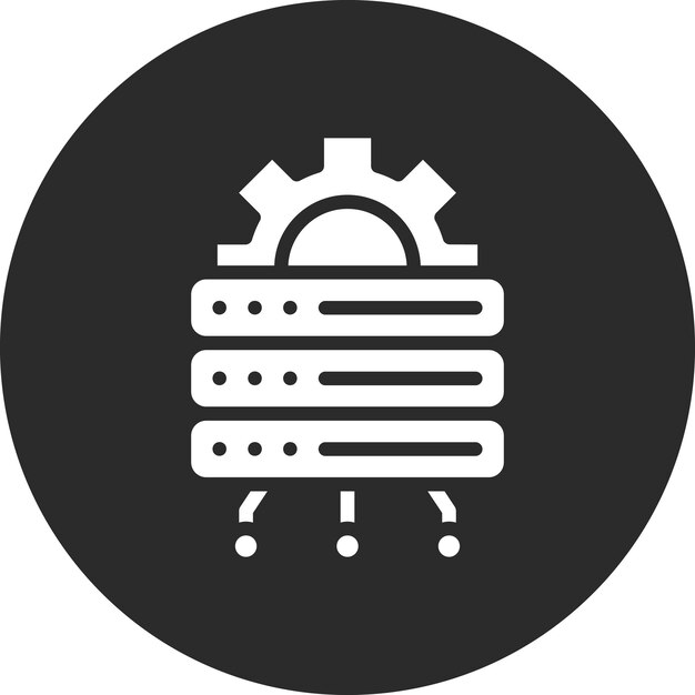 Ilustración del icono vectorial de la configuración de la base de datos del conjunto de iconos de alojamiento web