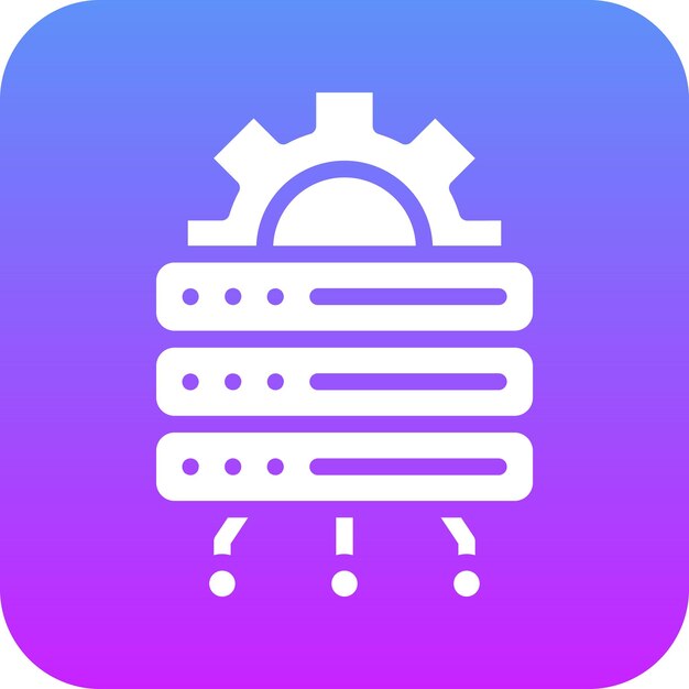 Ilustración del icono vectorial de la configuración de la base de datos del conjunto de iconos de alojamiento web