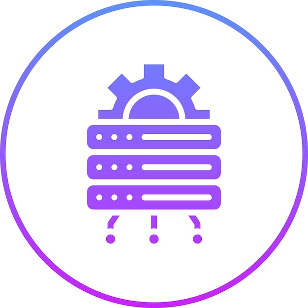 Ilustración del icono vectorial de la configuración de la base de datos del conjunto de iconos de alojamiento web