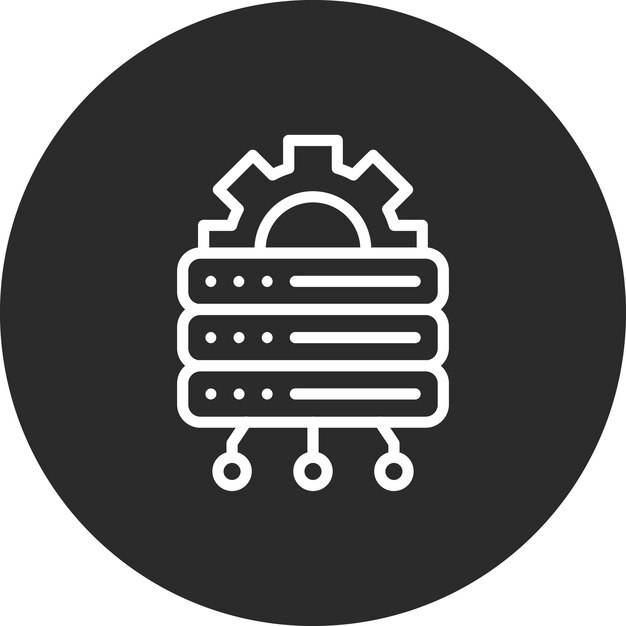 Ilustración del icono vectorial de la configuración de la base de datos del conjunto de iconos de alojamiento web