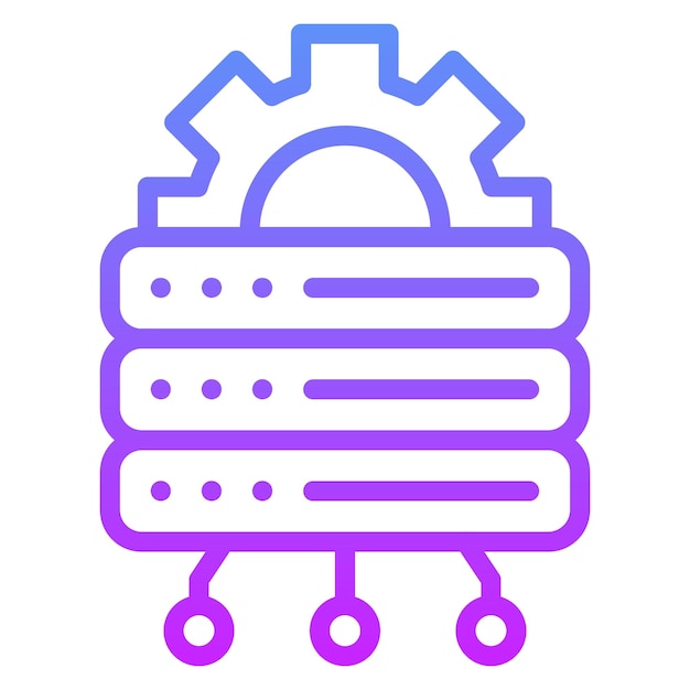 Ilustración del icono vectorial de la configuración de la base de datos del conjunto de iconos de alojamiento web