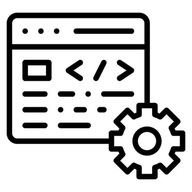 Ilustración del icono vectorial de la configuración del código del conjunto de iconos de alojamiento web
