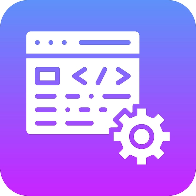 Ilustración del icono vectorial de la configuración del código del conjunto de iconos de alojamiento web