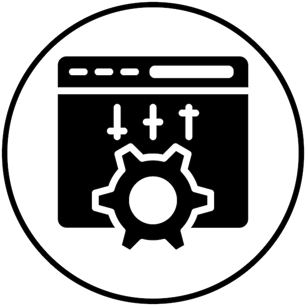 Ilustración del icono vectorial de la configuración de la computadora del conjunto de iconos de marketing web