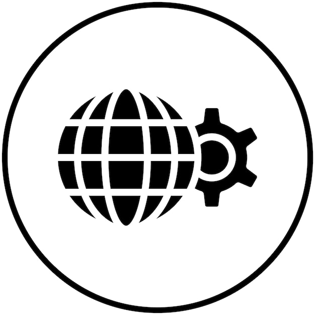 Ilustración del icono vectorial de configuraciones globales del conjunto de iconos de SEO y Web