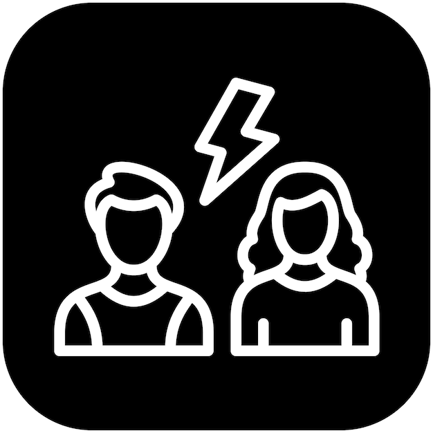 Ilustración del icono vectorial de conflicto del conjunto de iconos de cine