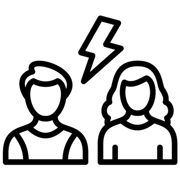 Ilustración del icono vectorial de conflicto del conjunto de iconos de cine