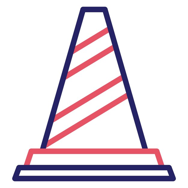Ilustración del icono vectorial del cono de tráfico del conjunto de iconos de protección y seguridad