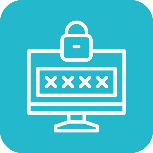 Ilustración del icono vectorial de contraseña del conjunto de iconos de alojamiento web