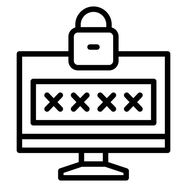 Ilustración del icono vectorial de contraseña del conjunto de iconos de alojamiento web