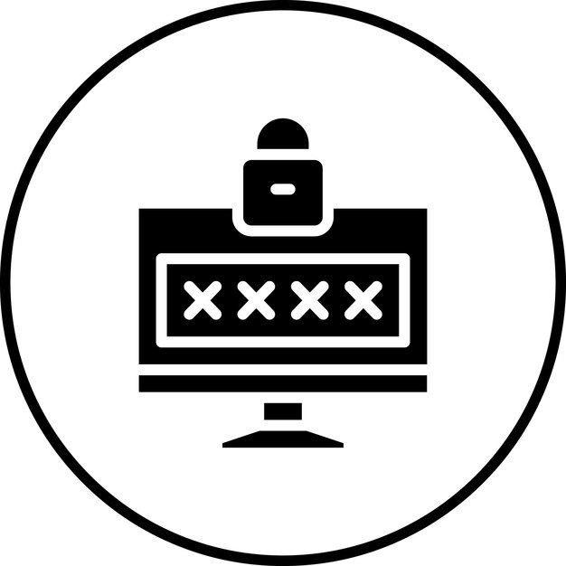 Ilustración del icono vectorial de contraseña del conjunto de iconos de alojamiento web