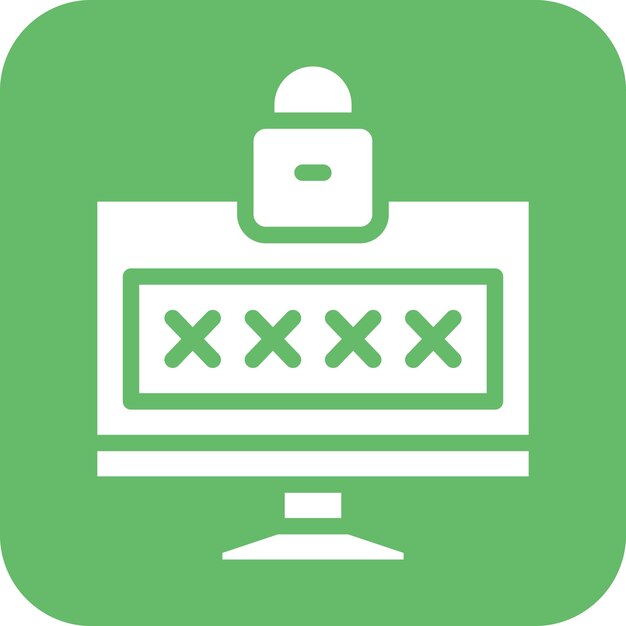 Ilustración del icono vectorial de contraseña del conjunto de iconos de alojamiento web