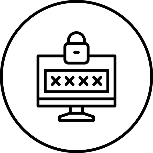 Ilustración del icono vectorial de contraseña del conjunto de iconos de alojamiento web