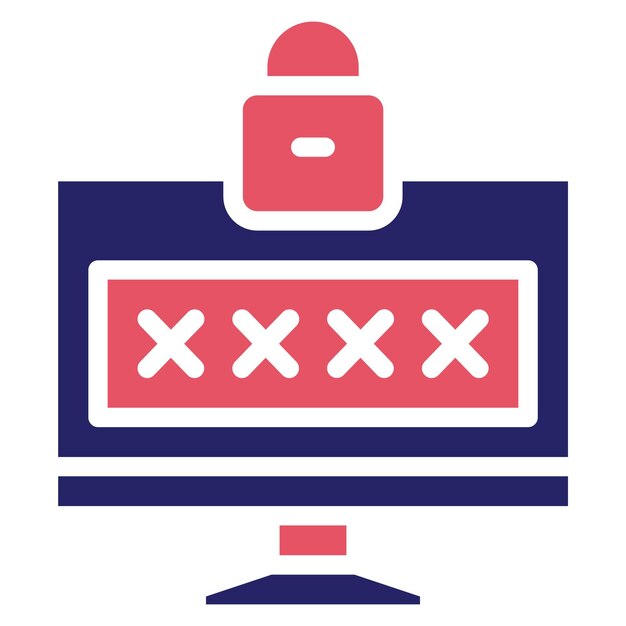 Ilustración del icono vectorial de contraseña del conjunto de iconos de alojamiento web
