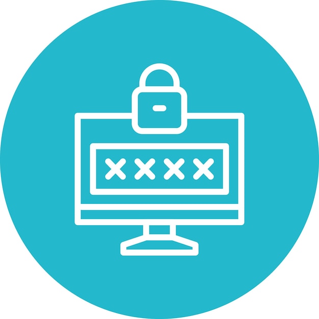 Ilustración del icono vectorial de contraseña del conjunto de iconos de alojamiento web