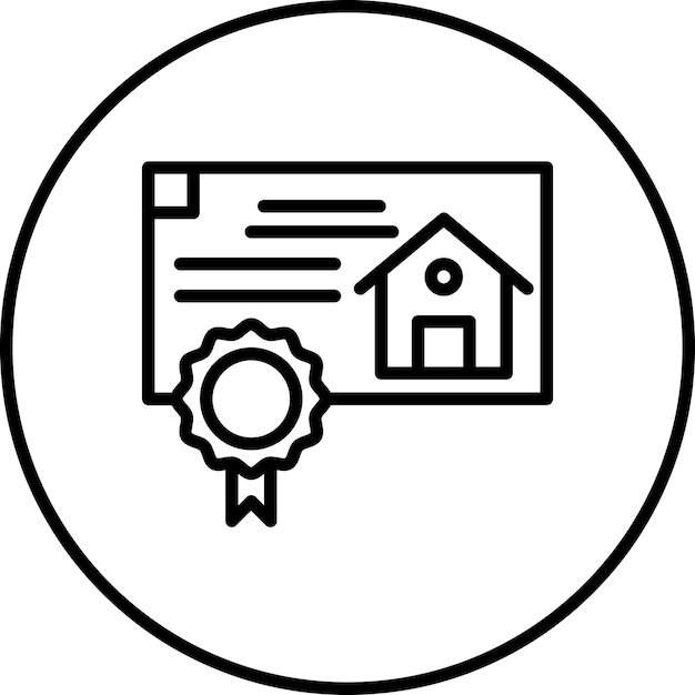 Ilustración del icono vectorial del contrato de propiedad del conjunto de iconos de bienes raíces