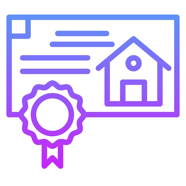 Ilustración del icono vectorial del contrato de propiedad del conjunto de iconos de bienes raíces