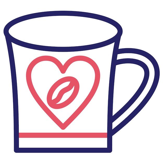 Ilustración del icono vectorial del corazón del café del conjunto de iconos de la cafetería