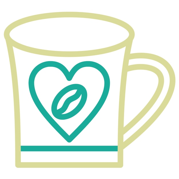 Ilustración del icono vectorial del corazón del café del conjunto de iconos de la cafetería