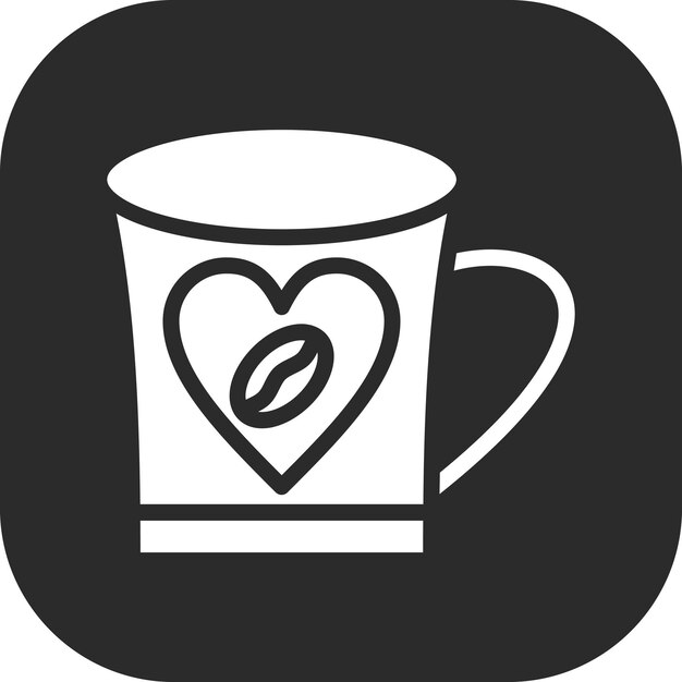 Ilustración del icono vectorial del corazón del café del conjunto de iconos de la cafetería