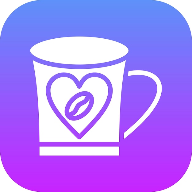 Ilustración del icono vectorial del corazón del café del conjunto de iconos de la cafetería