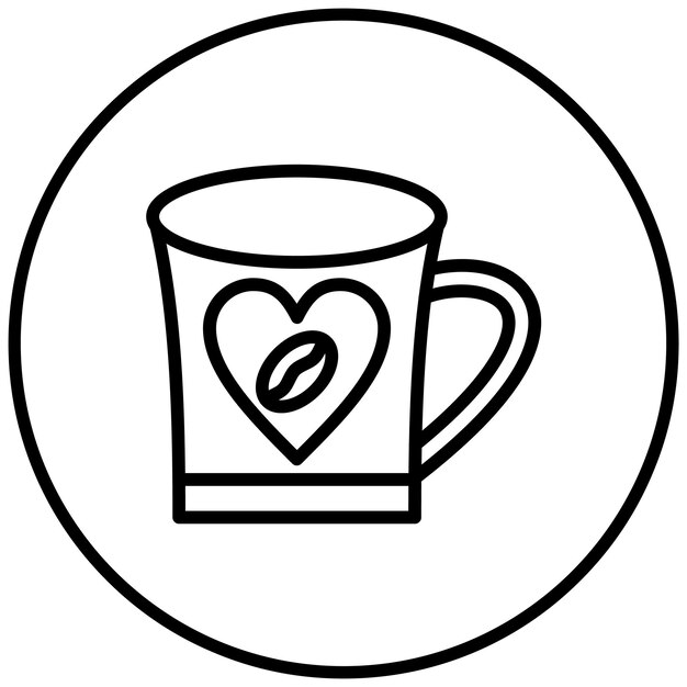 Ilustración del icono vectorial del corazón del café del conjunto de iconos de la cafetería