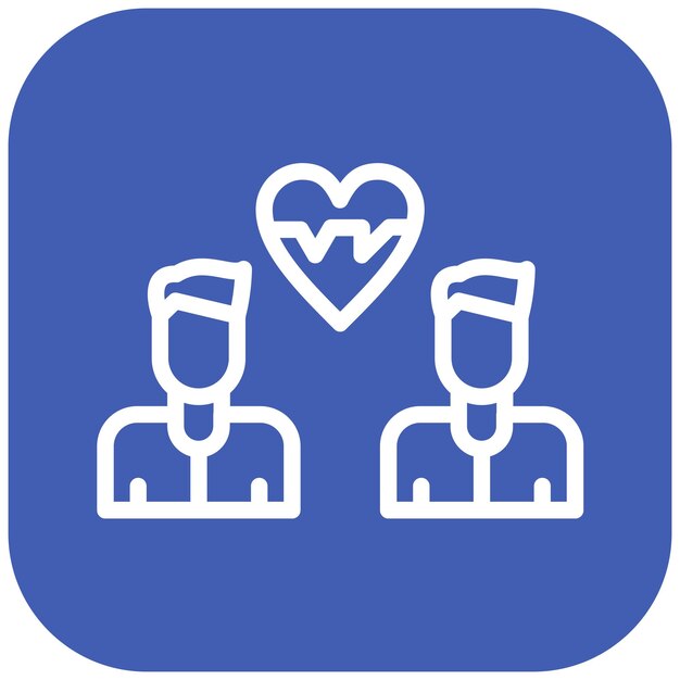 Ilustración del icono vectorial del corazón del conjunto de iconos de Amistad