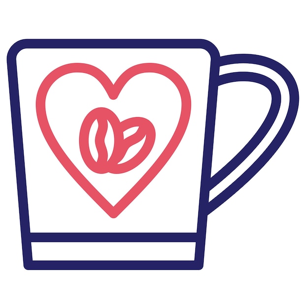 Ilustración del icono vectorial del corazón del conjunto de iconos de Coffee Shop