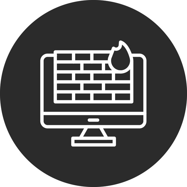 Ilustración del icono vectorial del cortafuegos de computadora del conjunto de iconos de protección y seguridad
