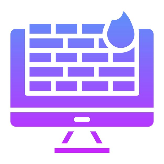 Ilustración del icono vectorial del cortafuegos de computadora del conjunto de iconos de protección y seguridad