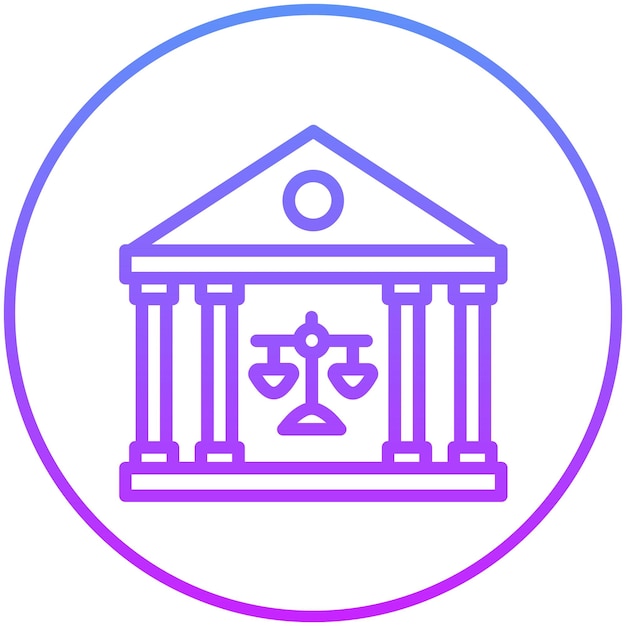 Ilustración del icono vectorial de la corte del conjunto de iconos de la legislación