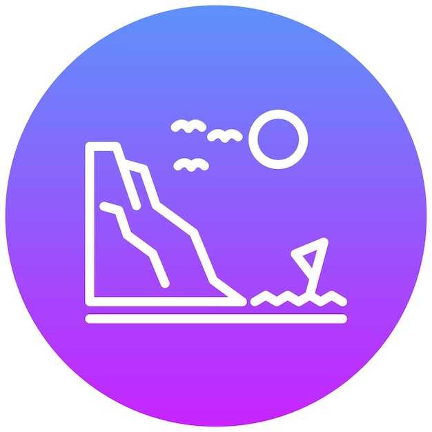 Ilustración del icono vectorial de la costa del conjunto de iconos de la línea de costa