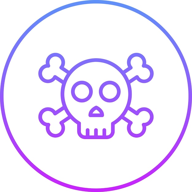 Ilustración del icono vectorial del cráneo del conjunto de iconos de Seguridad Cibernética