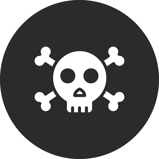 Ilustración del icono vectorial del cráneo del conjunto de iconos de Seguridad Cibernética