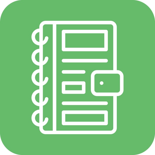 Ilustración del icono vectorial del cuaderno del icono de la biblioteca