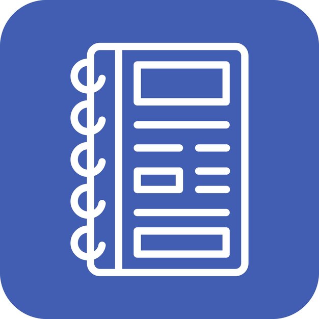 Ilustración del icono vectorial del cuaderno de notas del conjunto de iconos de papelería de Office